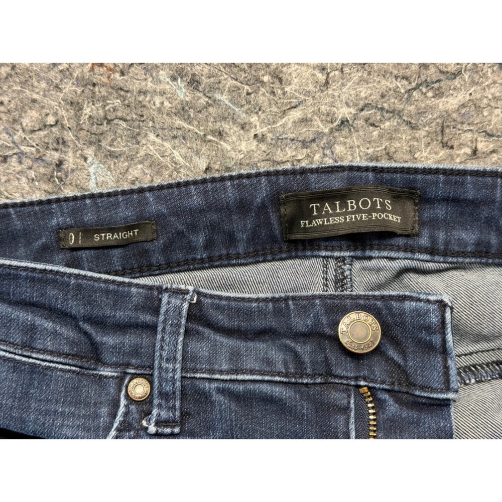 Talbots Flawless Five-Pocket Straight Leg Jeans Dark Wash Blue Denim Size 0 - Picture 8 of 12